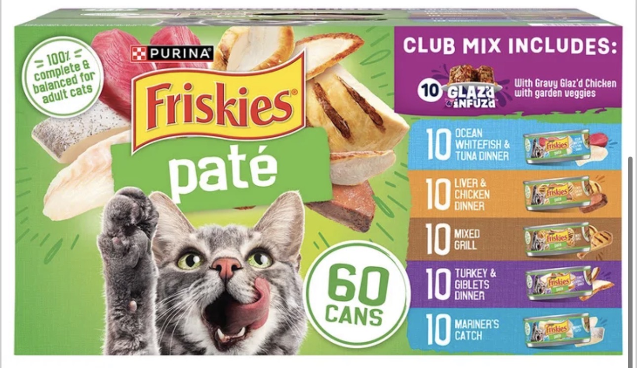 Purina Friskies Pate Wet Cat Food Variety Pack, 5.5 oz, 60-count