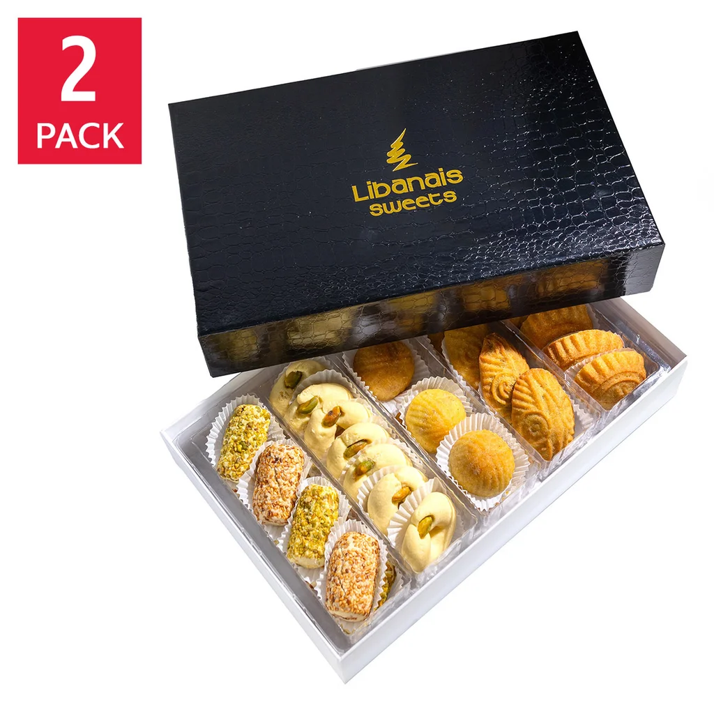 Libanais Assorted Maamoul and Ghraybeh Cookies, 2 Pack, 4 lbs Total