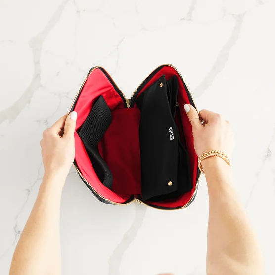KUSSHI Signature Makeup Bag with Snap-in Brush Organizer