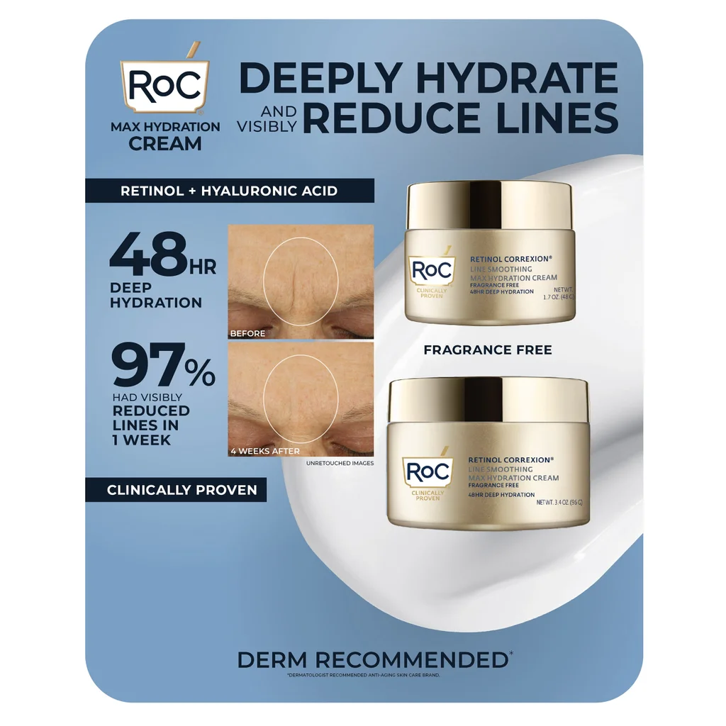 RoC Retinol Correxion Max Hydration Cream, 1.7 oz & 3.4 oz