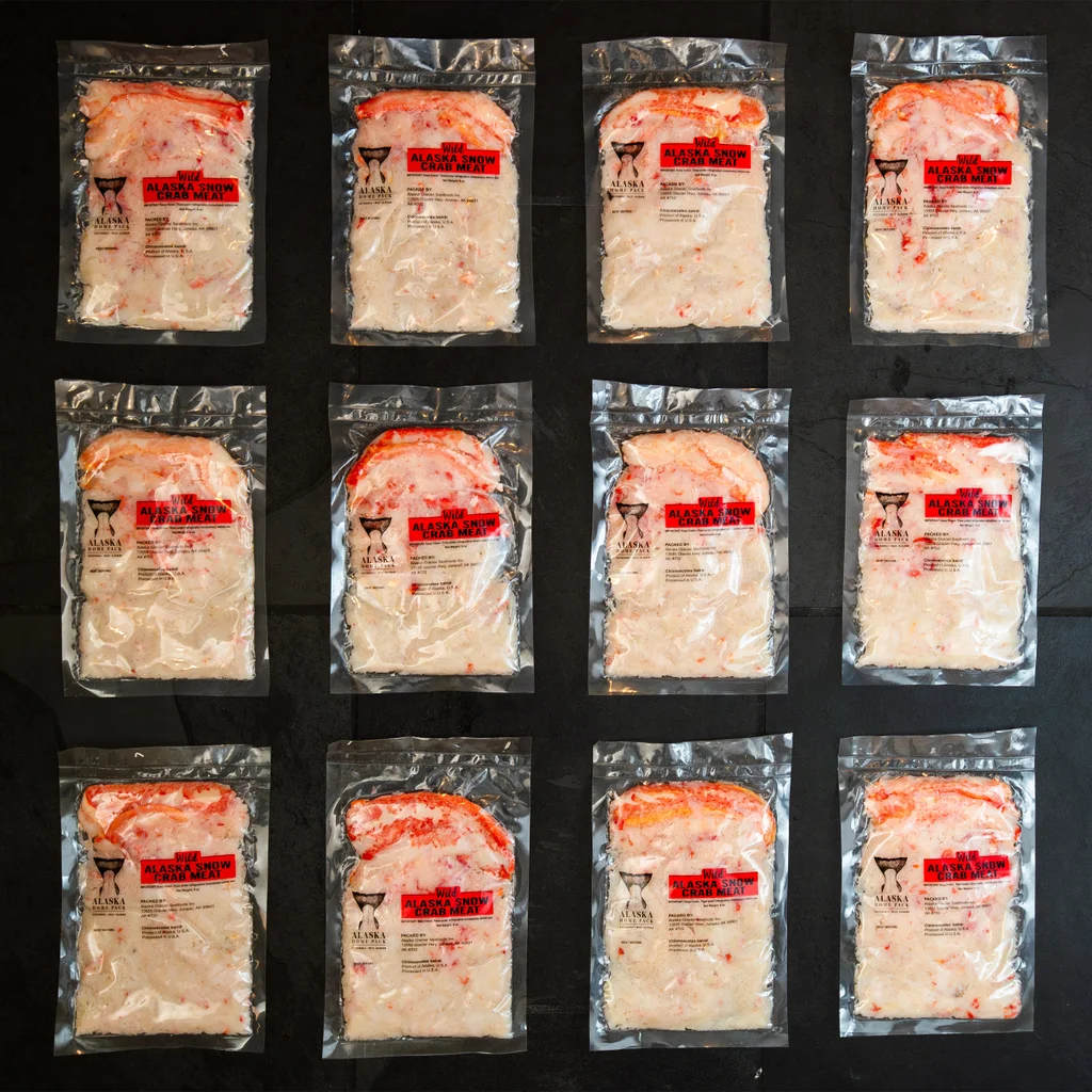 Wild Alaska Snow Crab Meat (Bairdi Crab 8 oz. Pack) 12 Total Packs, 6 Lbs. Total