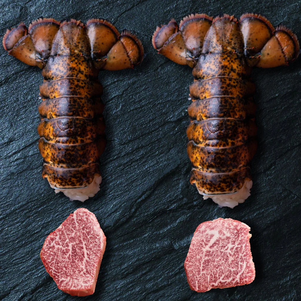 A5 Wagyu Surf & Turf Pack, Cold Water Lobster Tails & Japanese A5 Wagyu Filet Mignon, Total 4 Packs