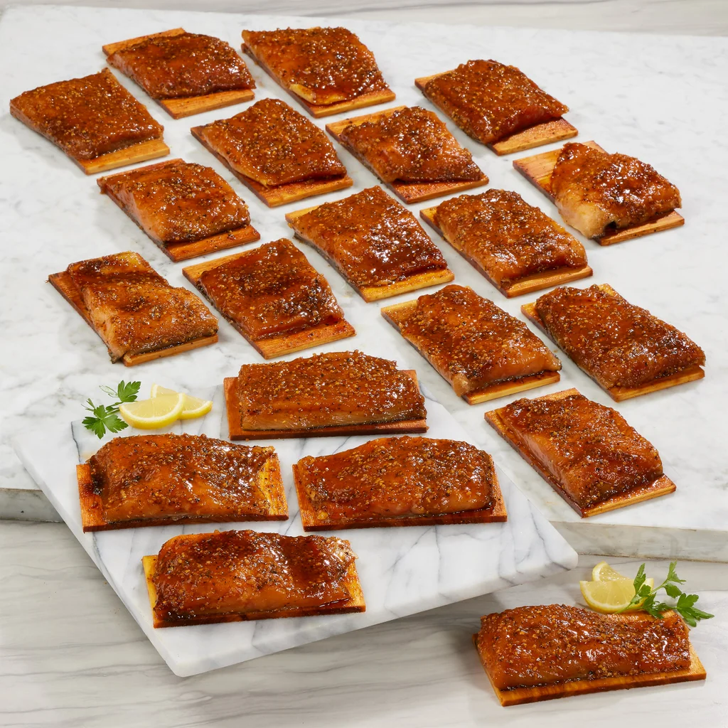 Cedar Planked Salmon Portions, 20 - 6 oz, 7.5 lb Total