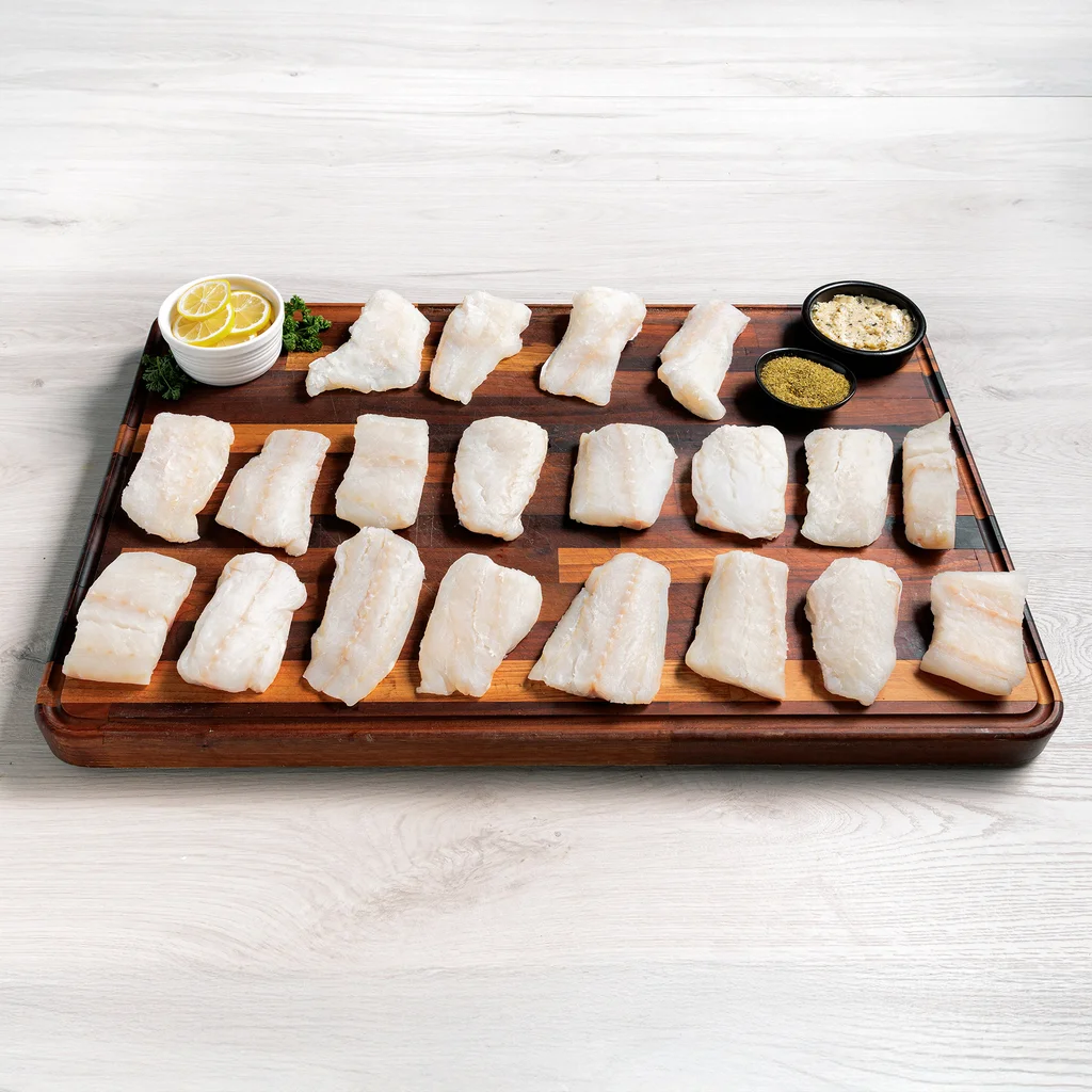 Rastelli's Wild-caught Icelandic Cod Fillets with Lemon Garlic Butter, 20 - 6 oz, 7.5 lbs Total