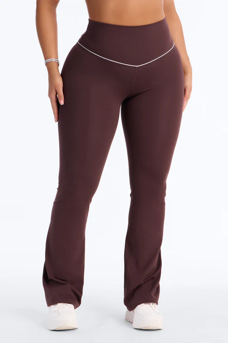 Mia Tricot Lounge Flare Pants - Chocolate