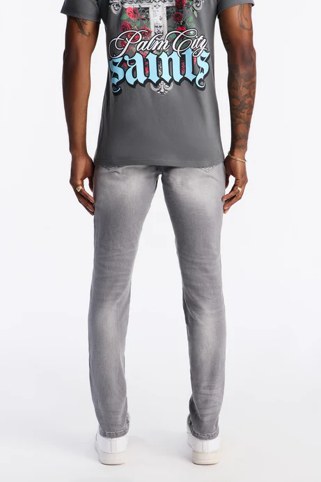 Skinny Distressed Worth It Jeans - Grey