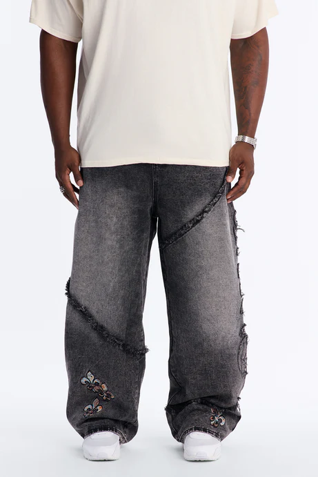 East End Frayed Baggy Jean - Dark Wash