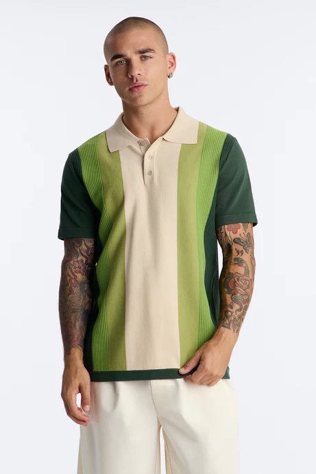Palm Springs Panel Polo - Green/combo