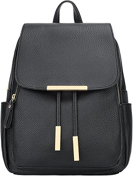 KKXIU Trendy Leather Backpack Purse for Women and Ladies Shoulder Travel Daypacks Bags (A-Black)
