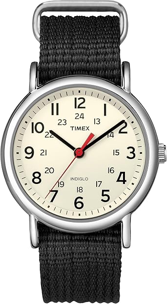 Timex Weekender 38mm Unisex Analog Watch | INDIGLO Backlight | Adjustable Durable Nylon Fabric Slip Through Strap | 24 Hour Time