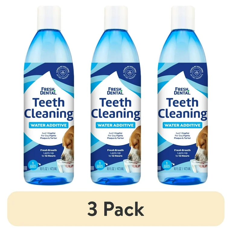(3 pack) Naturel Promise Fresh Dental Water Additive for Dogs with Mint Scent, 16 fl oz Bottle