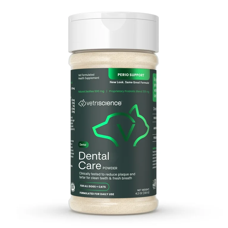 VetriScience Laboratories Healthy Mouth, Dental Care Powder for Cats and Dogs, 4.2 oz.