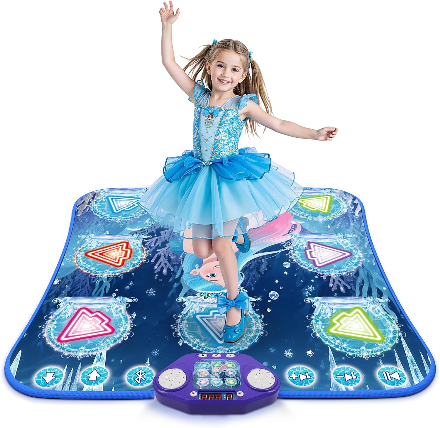 Dance Mat for Girls, Toys for 3-12 Year Old Girls, Dance Pad with LED Lights & Wireless Bluetooth, Built-in Music, 5 Game Modes, Birthday Xmas Gifts for 3 4 5 6 7 8 9 10+ Year Old Girls Boys Toys