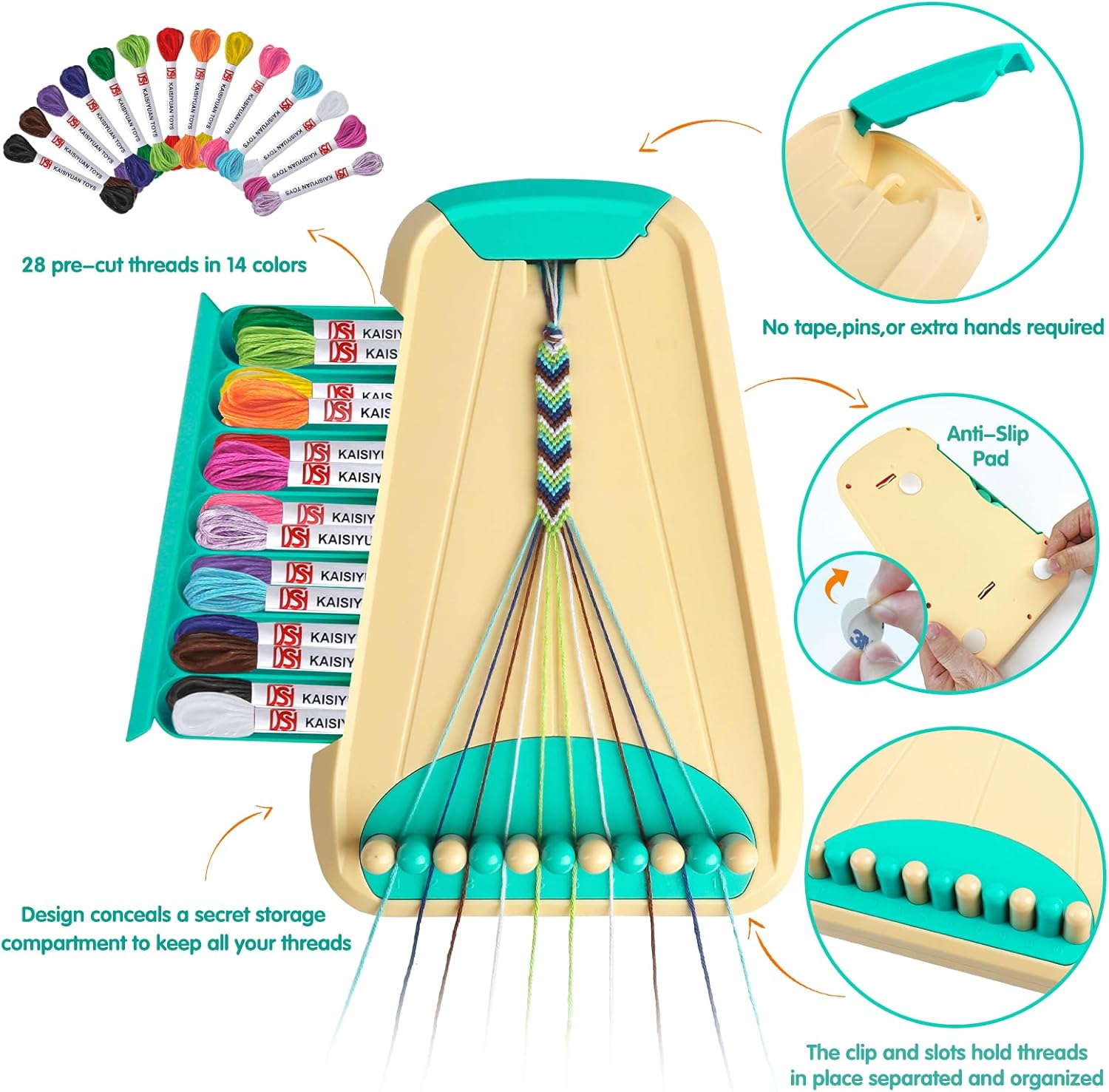 Friendship Bracelet Making Kit for Girls Ages 8-12, Kids Jewelry Making Kit with 28 Pre-Cut Threads and Letter Beads, Arts and Crafts for Kids, Birthday Easter Gifts for 6 7 8 9 10 11 12 Year Old