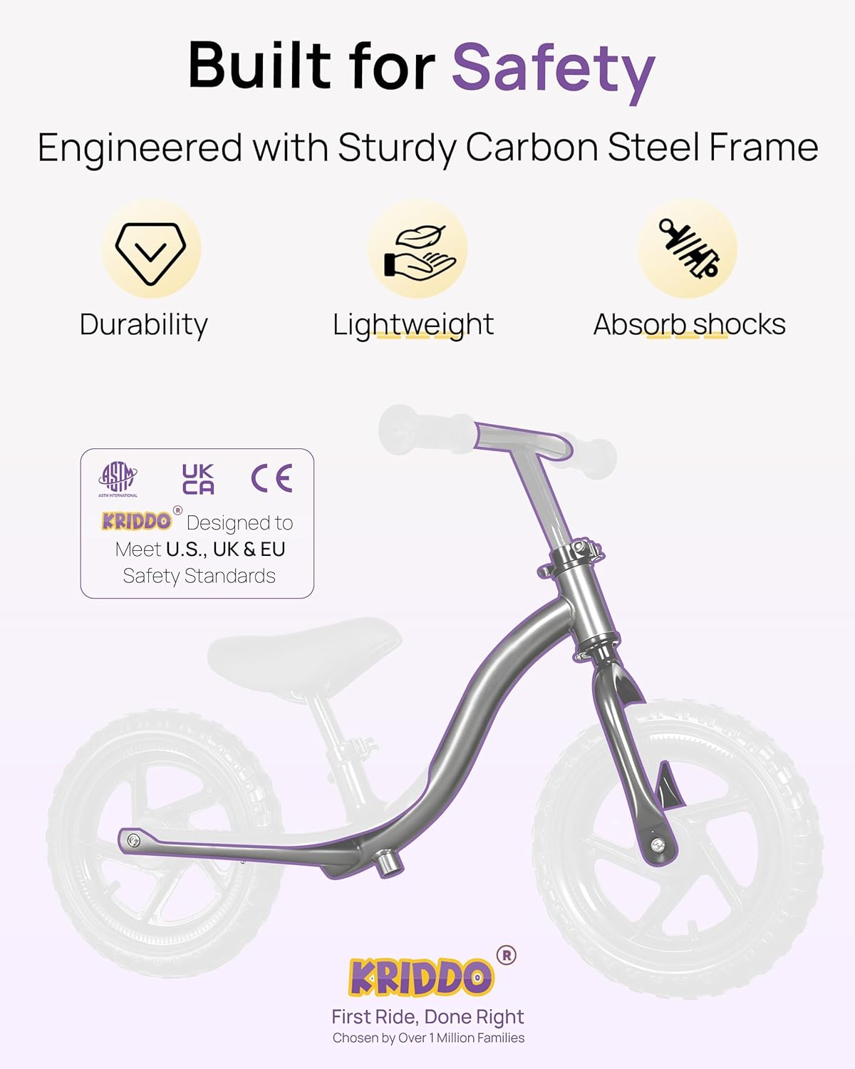 KRIDDO Toddler Balance Bike 2 Year Old, Age 24 Months to 5 Years Old, Early Learning Interactive Push Bicycle with Steady Balancing, Gift Bike for 2-5 Boys Girls, Pink