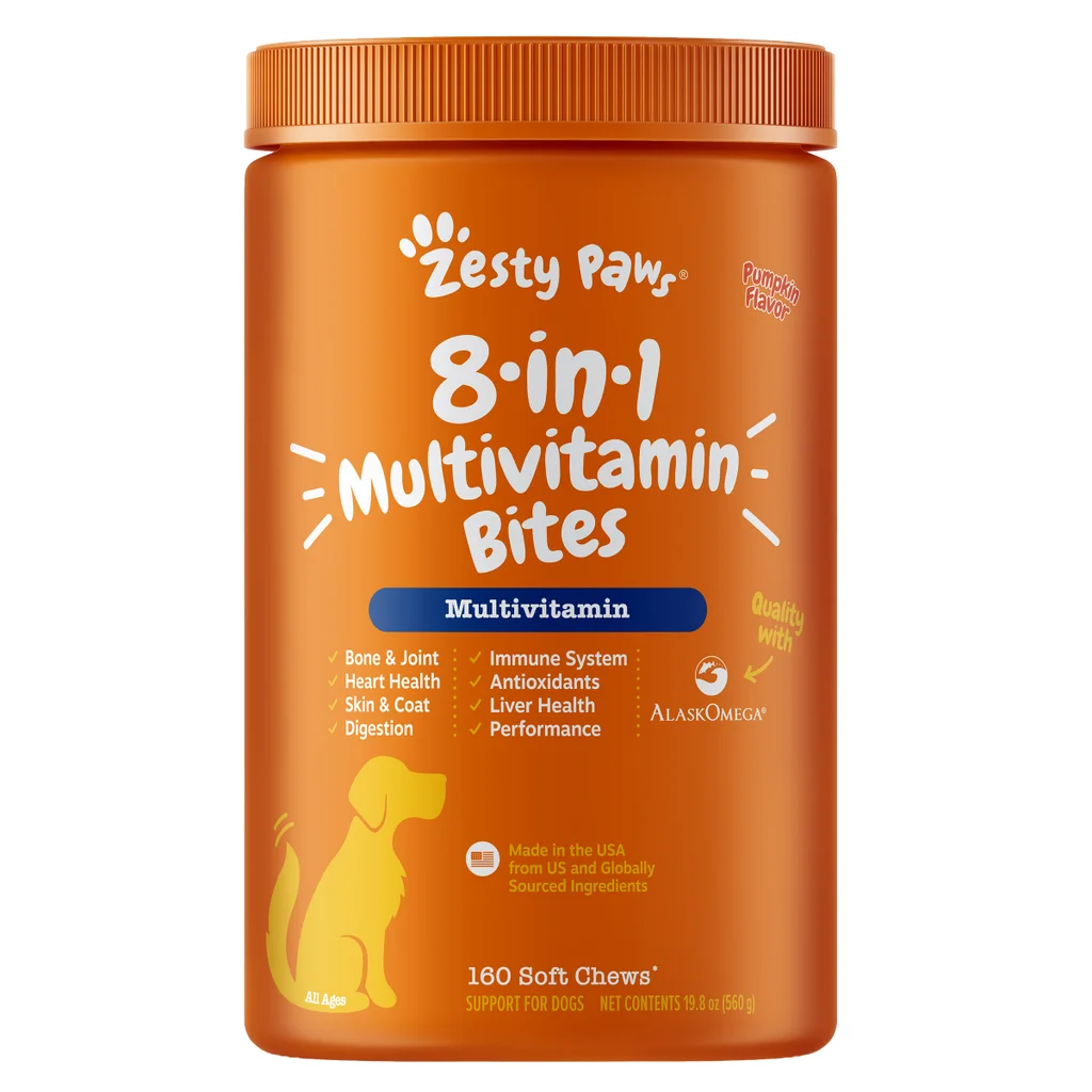 Zesty Paws 8-in-1 Multivitamin Bites, Pumpkin, 160ct