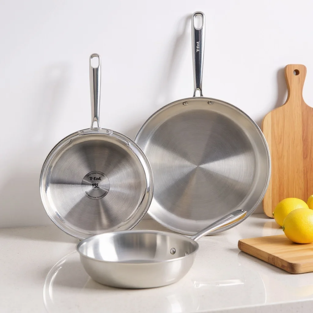 T-fal Pro Tri-Ply Stainless Steel 3-piece Frypan Set