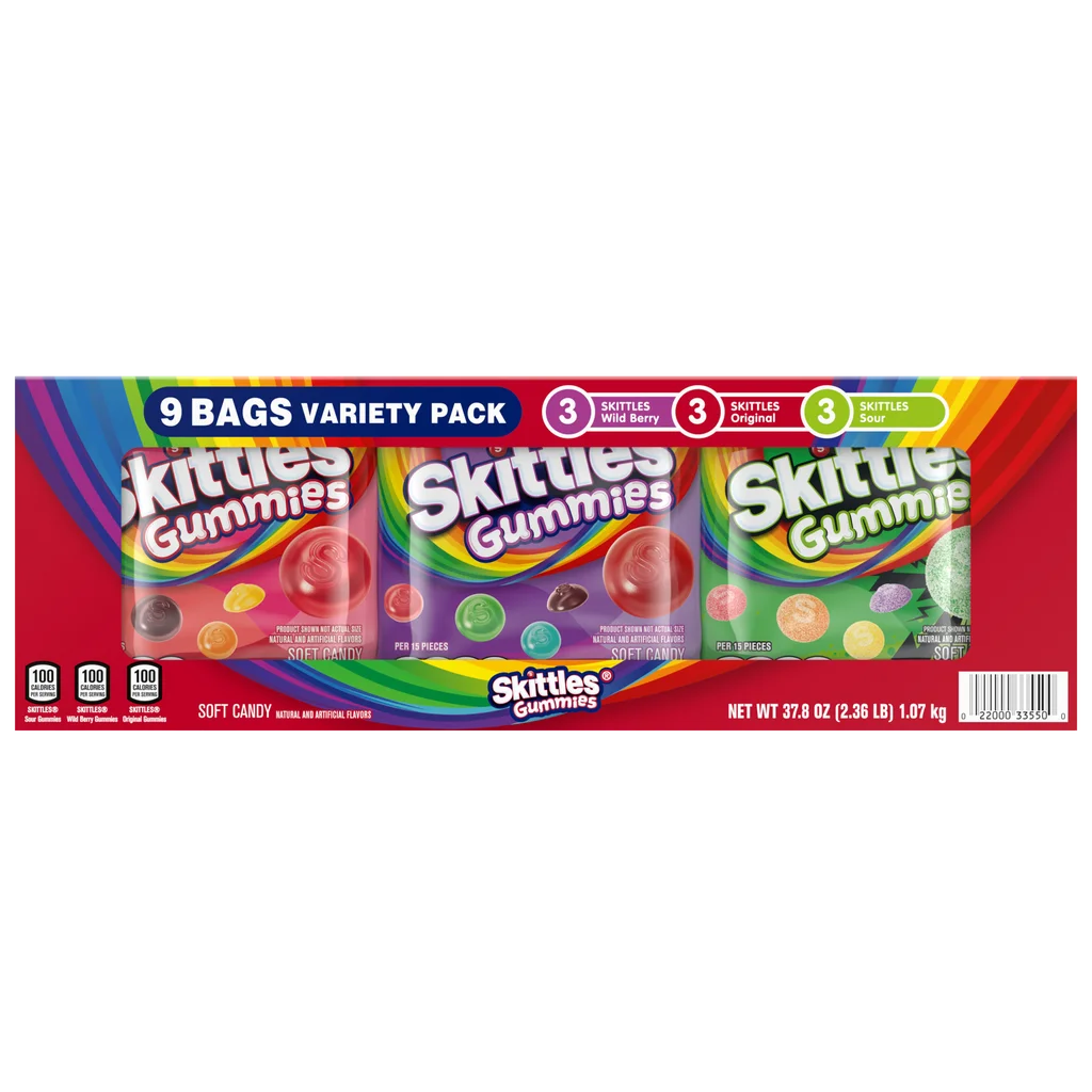 Skittles Gummies, Variety Pack, 4.2 oz, 9-count