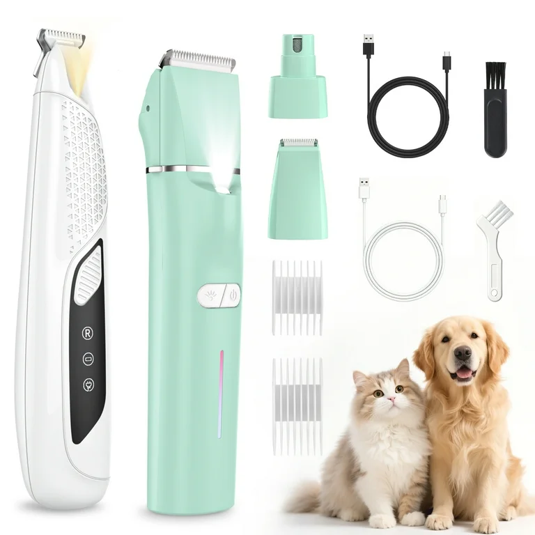 Coats, Professional Pet Hair Shaver Paw Trimmer Cordless Rechargeable Low Noise for Dogs Cats Animals Face Ear