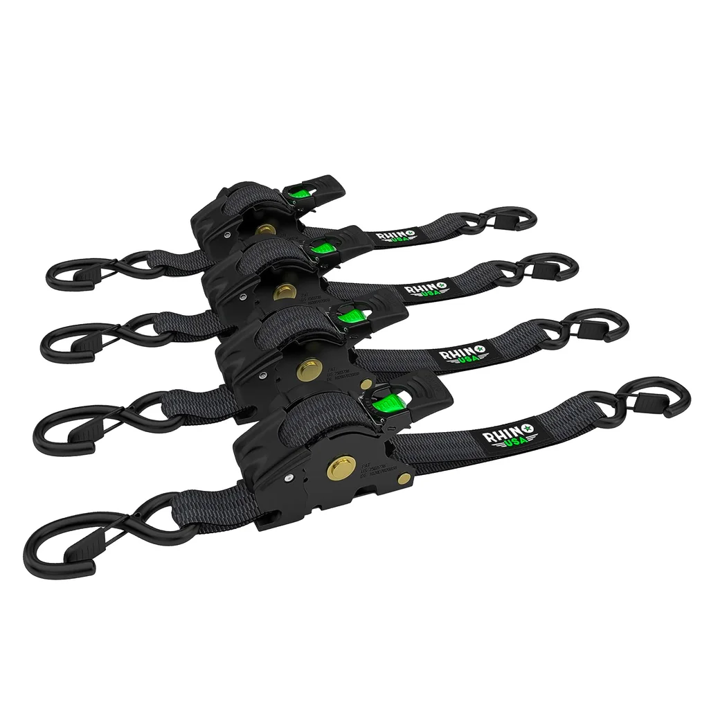 Rhino USA Retractable Ratchet Straps 4-pack