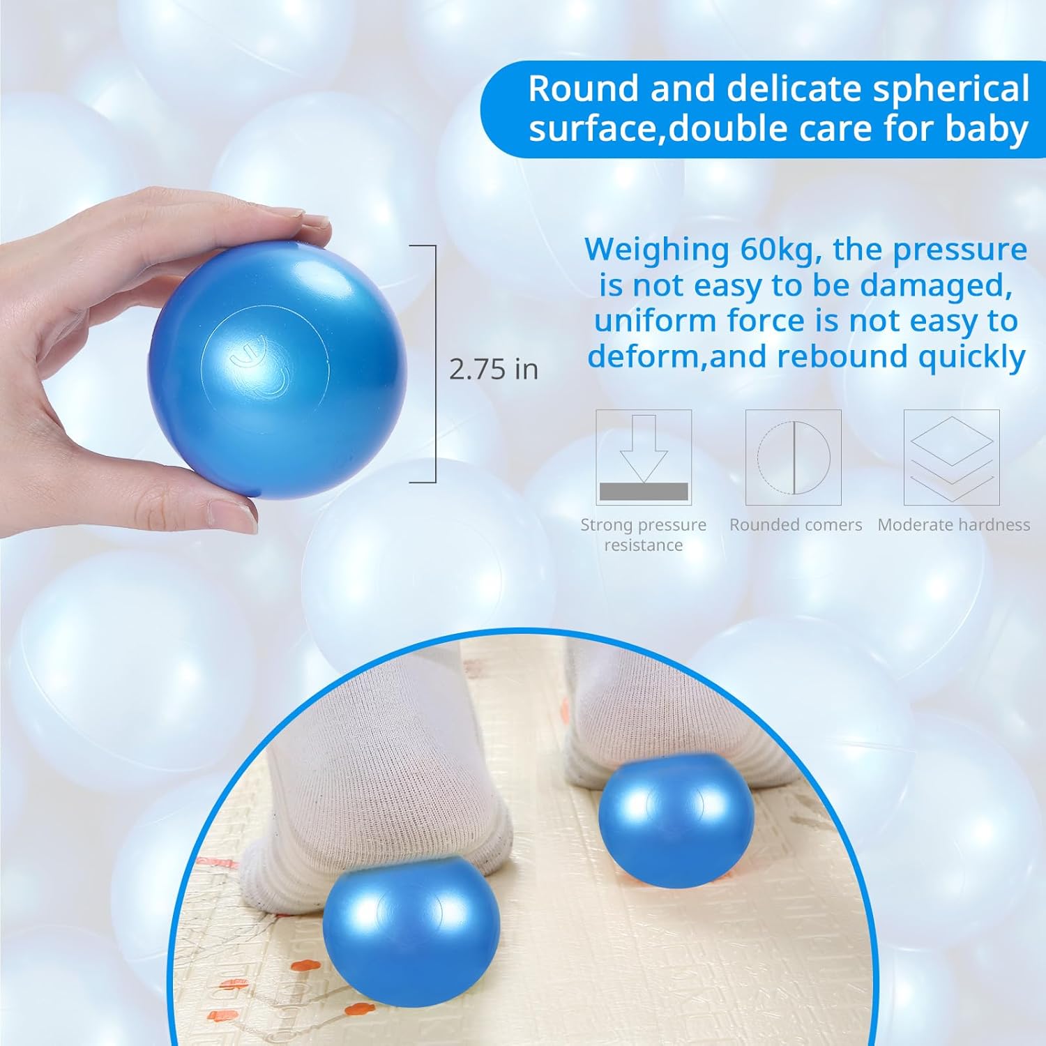 Ball Pit Balls - 2.7inch Plastic Ball Play Balls BPA Free Phthalate Free Non-Toxic Play Balls for Children Ball Pit Party Brithday Ball Pool Tent