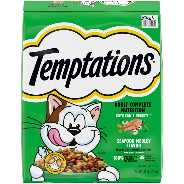 Temptations Adult Dry Cat Food Seafood Medley Flavor, 13.5 Lb Bag