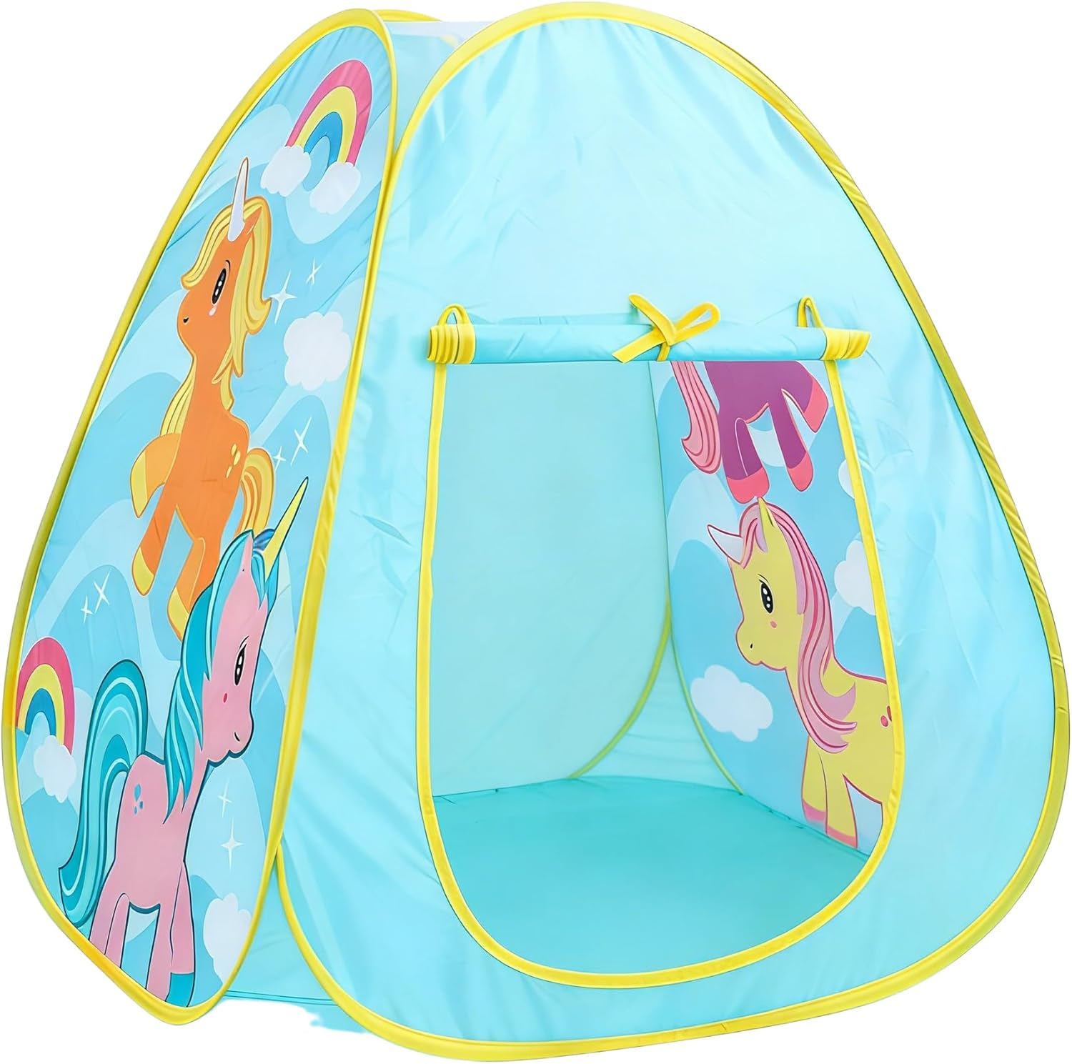 Unicorn Pop Up Play Tent for Kids, Foldable Indoor Outdoor Playhouse, Portable Toddler Tent for Boys Girls Gift