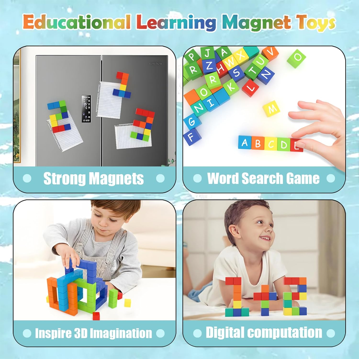 BananMelonBM 100 PCS Magnetic Building Blocks, for Toddlers Age 3-5, for Kids Ages 4-8,Magnetic Cubes, Preschool Educational Sensory Magnet Toys for Boys and Girls