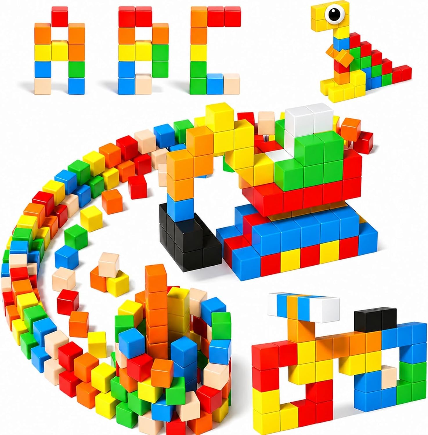 Annexfun 56PCS Magnetic Blocks for Toddlers,Magnetic Building Blocks Cubes,Montessori Preschool STEM Sensory Toys for Kids Ages 3+ Boys & Girls Birthday (1IN)