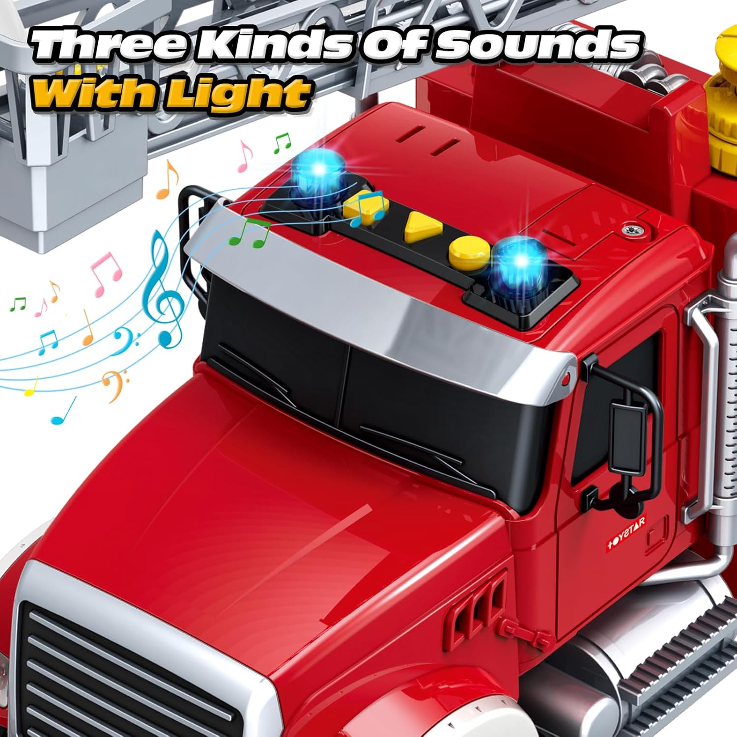 Kids Toys for 3 4 5 6 7 8 Years Old Boys, 15" Large Fire Truck Toy, Friction Powered Fire Rescue Truck Vehicle Toy with Lights and Sirens Sounds, Water Pump, Ladder, Birthday Gifts for Boys Girls