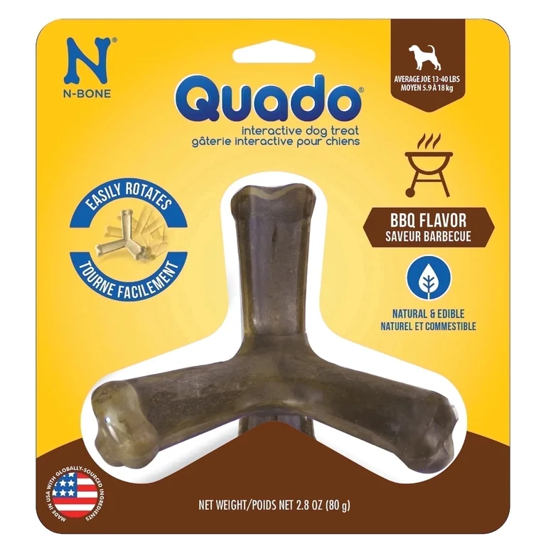 N-Bone Quado Dried Interactive Dog Chew, Barbecue Flavor, 1 Count, 2.8 oz, Small/Medium Breeds