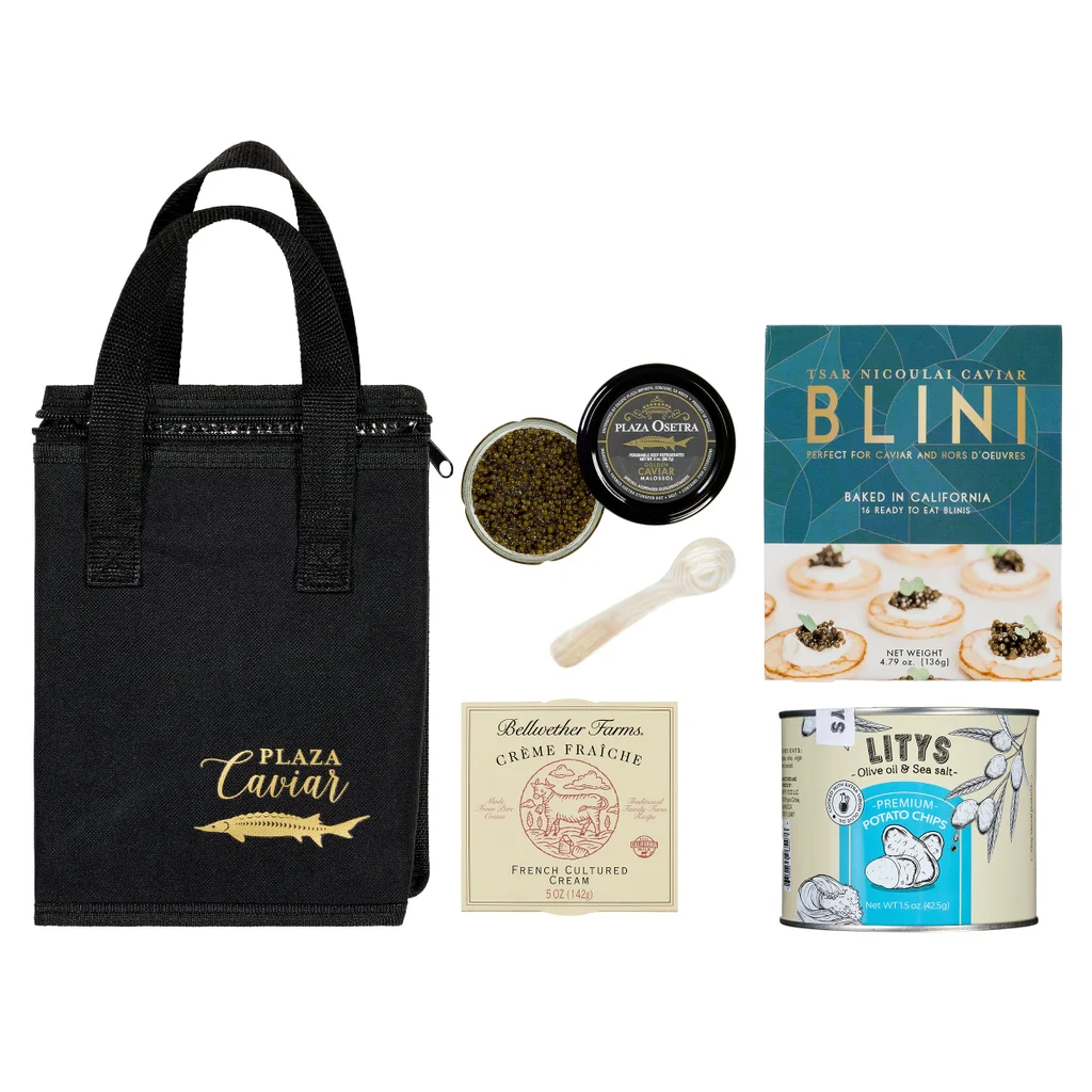 Plaza Golden Osetra 2 oz Caviar Gift Set