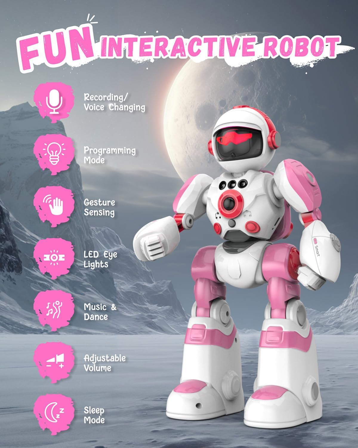 Toys for 3-8 Year Old Boys and Girls, Rechargeable Robot Toys for Kids with Recording Voice, Programming, Gesture Sensing, Singing, Dancing, RC Robot Birthday Gifts for Boys and Girls