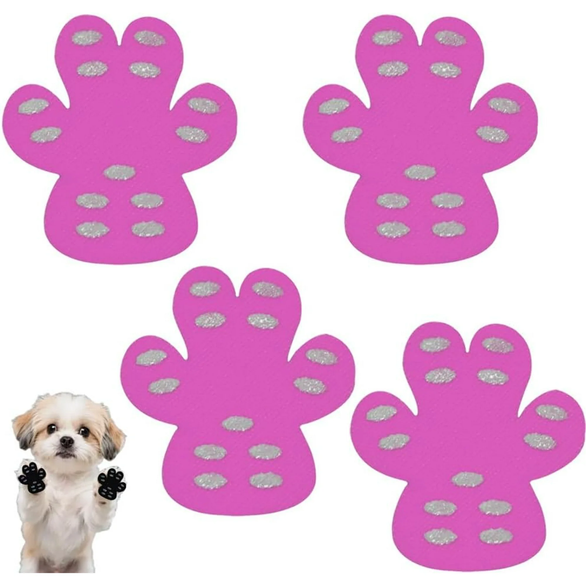 Anti-Slip Dog Paw Protector Pads, Self Adhesive Lightweight Paw Covers, Strong Traction Control Paw Stickers, Hardwood Floors & Hot Pavement, Cotton Material(Pink*4)
