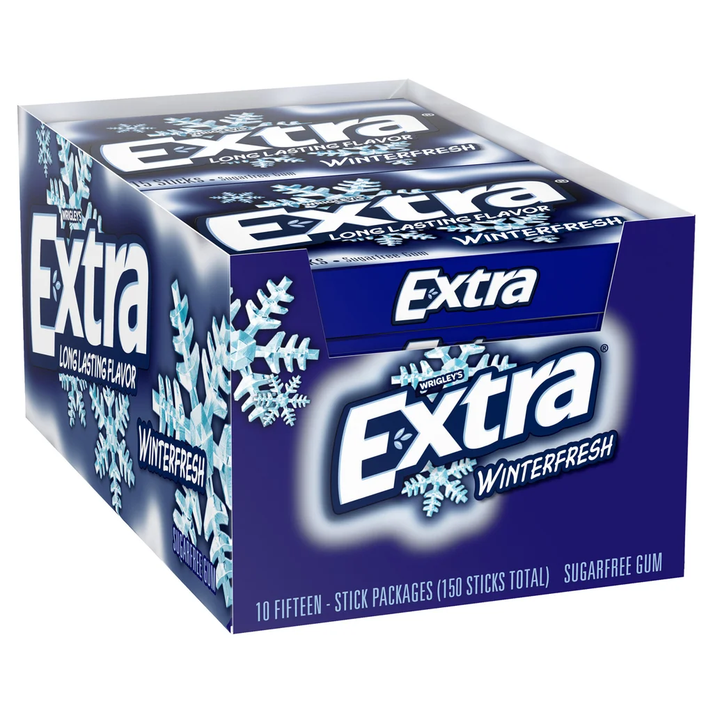 Extra Sugar Free Chewing Gum, Winterfresh, Slim Pack, 15 Sticks, 10-Count