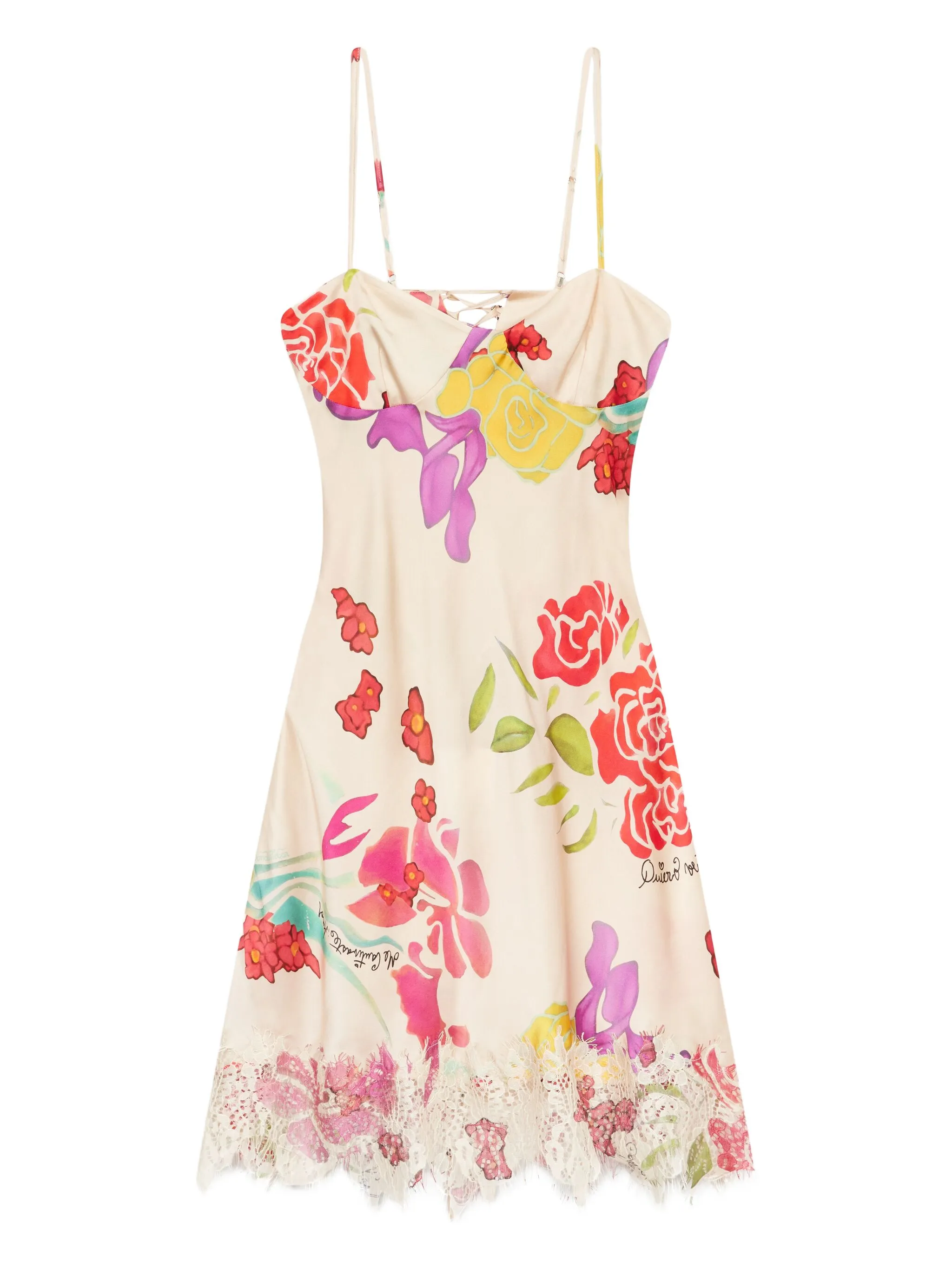 Donde Esteban Flores satin mini dress