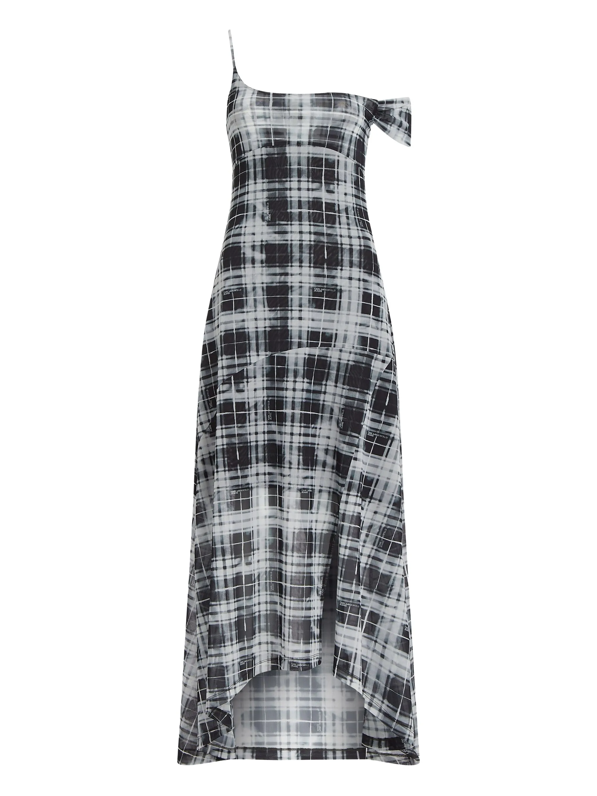 Karl Lagerfeld Jeans checked one-shoulder maxi dress