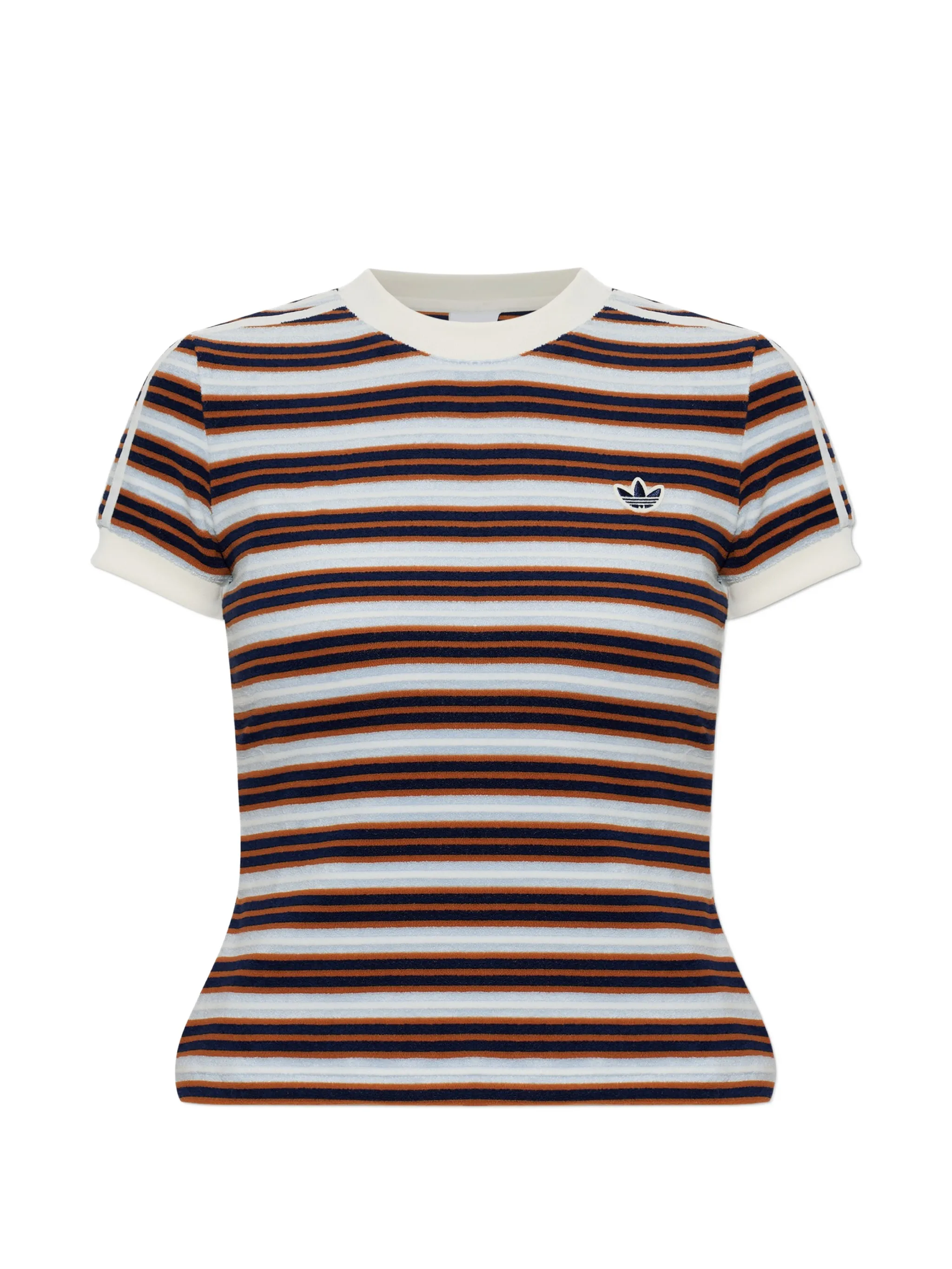 adidas Summer Glow striped logo-patch T-shirt