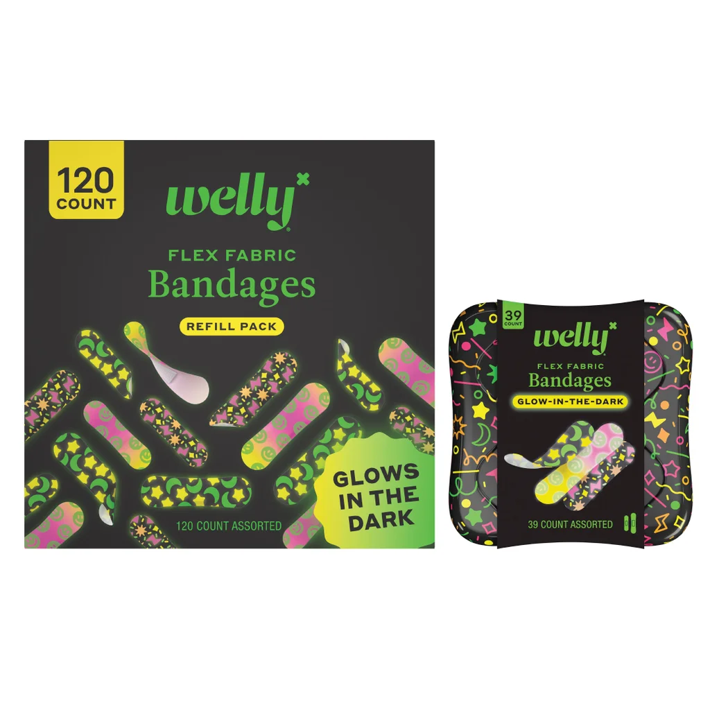 WELLY Glow-in-the-Dark Bandage Tin & Refill 159ct
