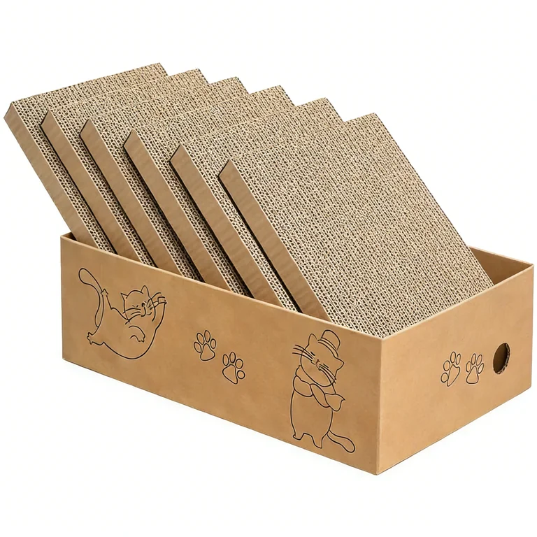 Keyrank 5 Pack XL Wide Cat Scratcher Cardboards with Box, Reversible Corrugate Cat Scratch Pad