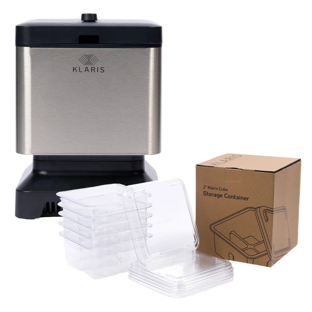 Klaris Clear Ice Maker - 2" Crystal Clear Cubes for Cocktails & Spirits