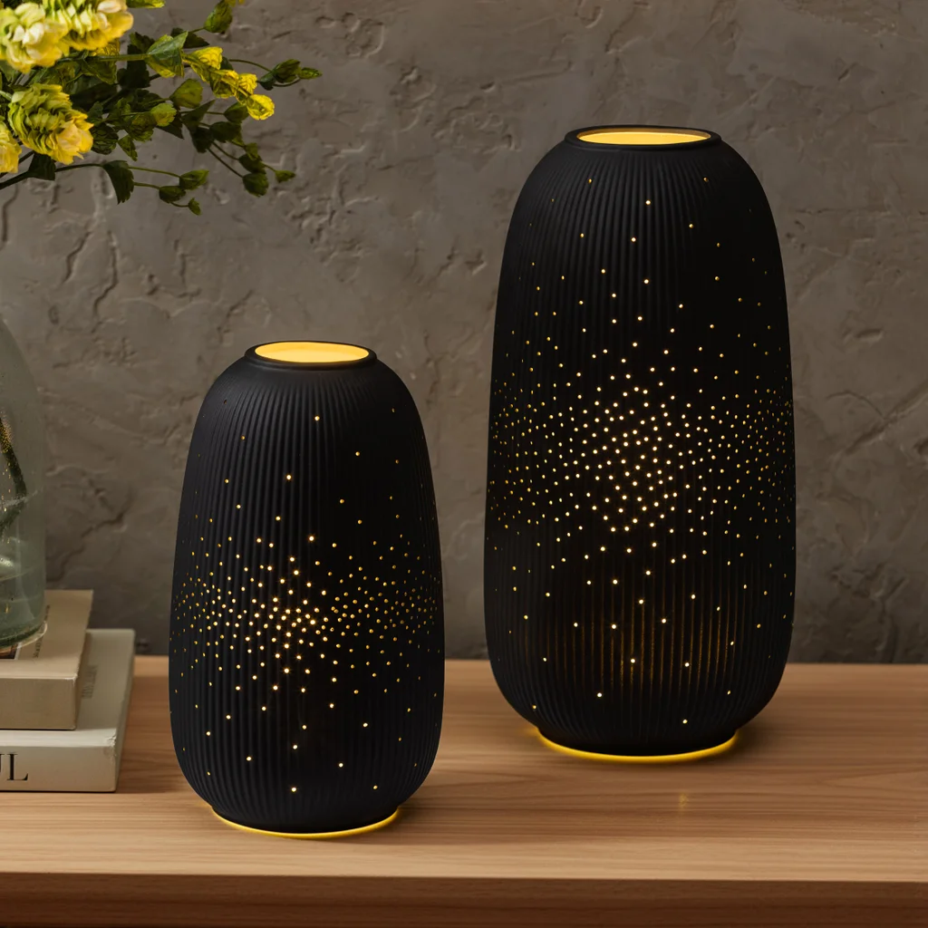 Evergreen LED Porcelain Lantern, Set of 2Evergreen LED Porcelain Lantern, Set of 2