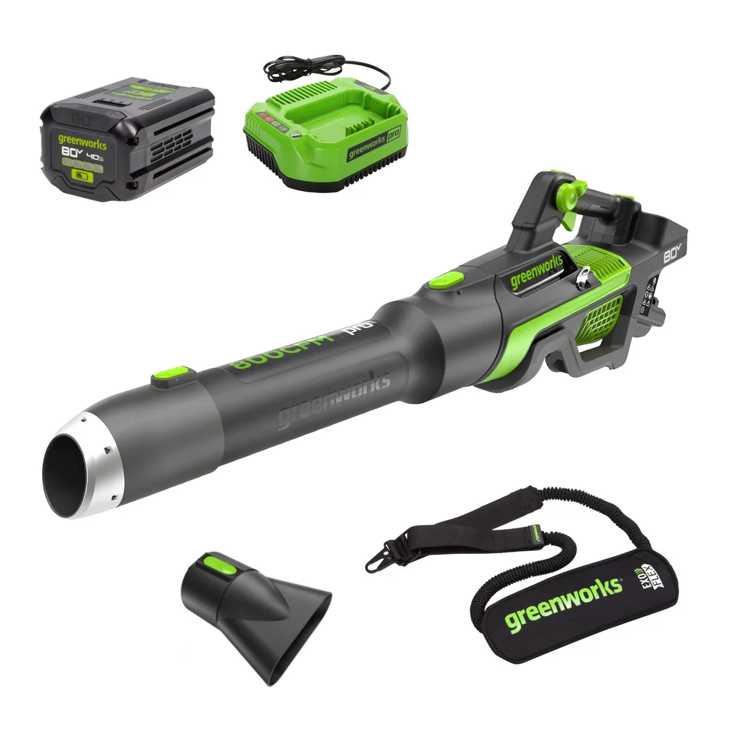 Greenworks 80V 800CFM Brushless Leaf Blower with 4Ah Battery & Charger
