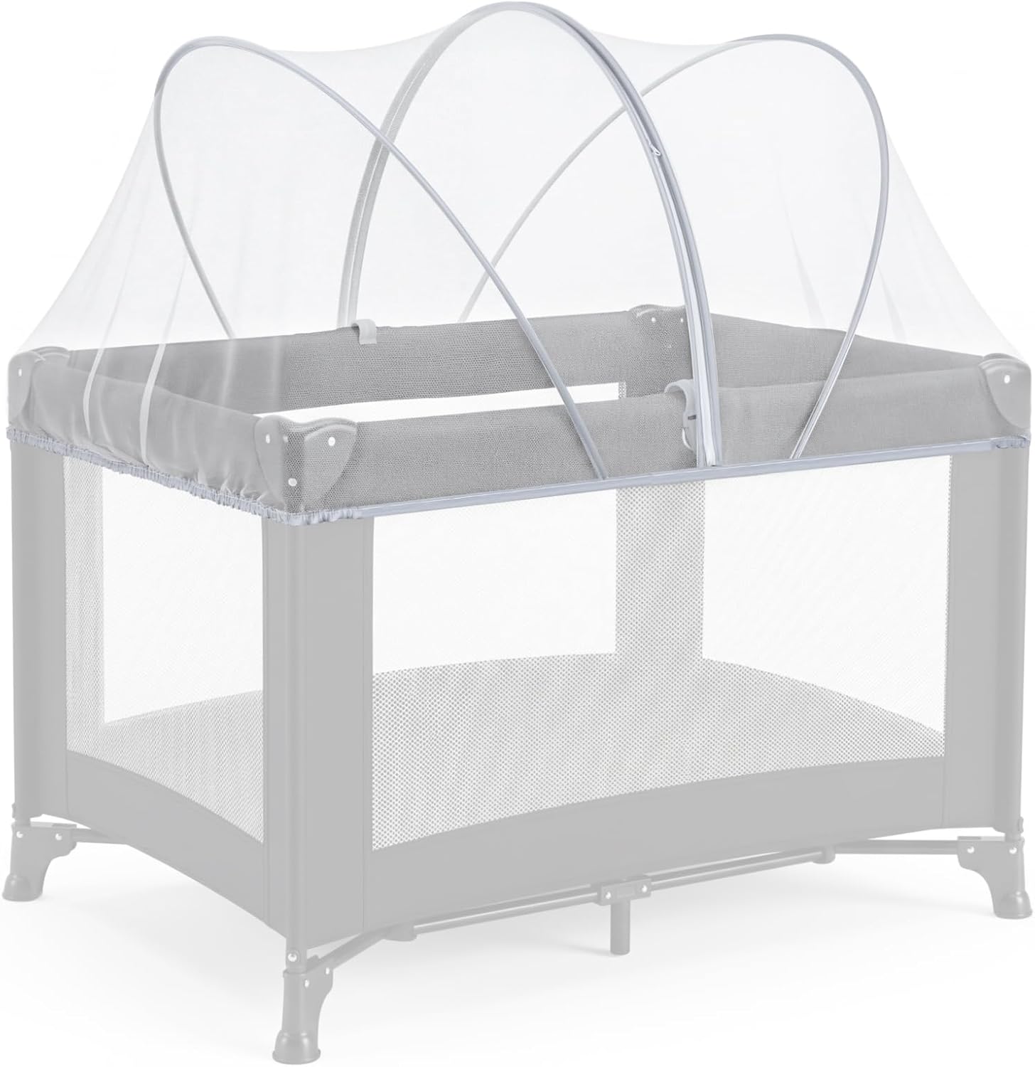 Orzbow Pack N Play Cover Tent | Mosquito Net for Pack and Play, Travel Crib, and Playpen, Bassinet Cover for Cats with 2-Way Zipper, Breathable Baby Mosquito Netting | Portable Crib Canopy Tent, White