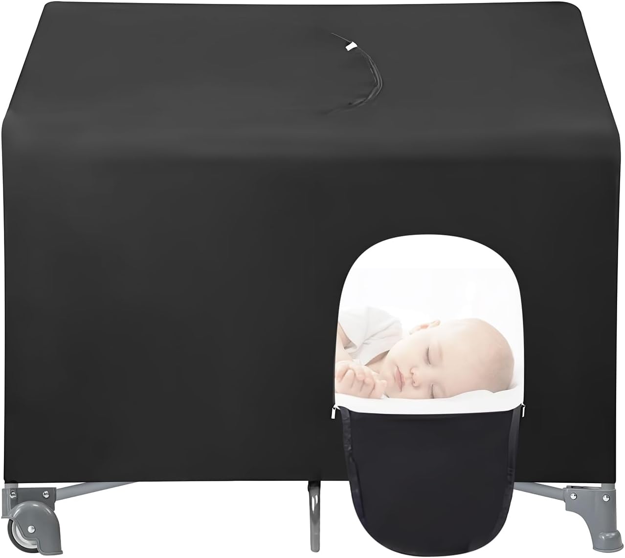 PandaEar Blackout Cover for Pack N Play, Breathable Crib Canopy Cover Tent for Pack and Play, Portable Stretchy Baby Netting for Indoor & Outdoor
