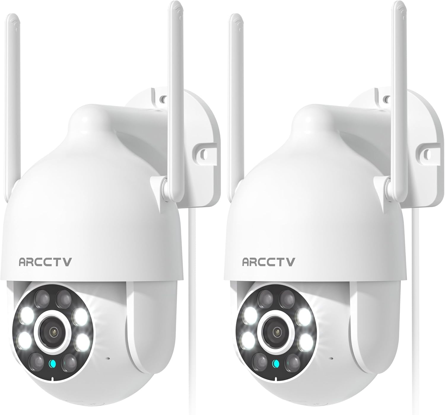 ARCCTV 2K Security Cameras Outdoor, 360°Pan-Tilt View 2.4G/5G WiFi Security Camera with Motion Tracking, Spotlight & Siren, 2-Way Audio, Full Color Night Vision, Waterproof (2 Pack)