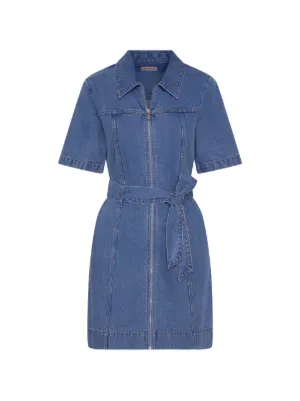 Calvin Klein belted zip-up denim mini dress