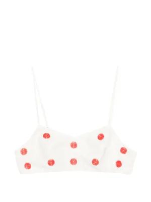 Maje x Blanca beaded polka-dot top