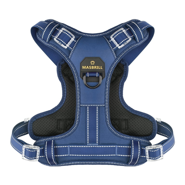 MASBRILL Reflective Dog Harness No Pull Dog Vest Harness With Handle,No Choke Adjustable Soft Padded Pet Vest for Small Dogs,Blue Dog Galters