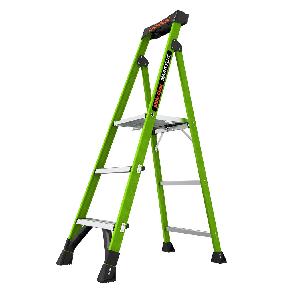 Little Giant MightyLite 5-ft Hi-Viz Fiberglass Stepladder, 300 lb.